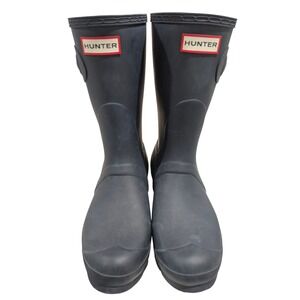 Hunter Original Short Wellington Rain Boots Matte Black Rubber Waterproof US 9